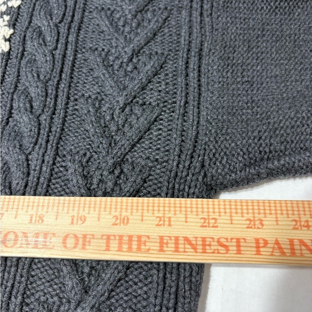 Vintage Hand Knit Men’s Heavyweight Nautica Charcoal Gray/Cream Cableknit Sweate - Picture 9 of 12